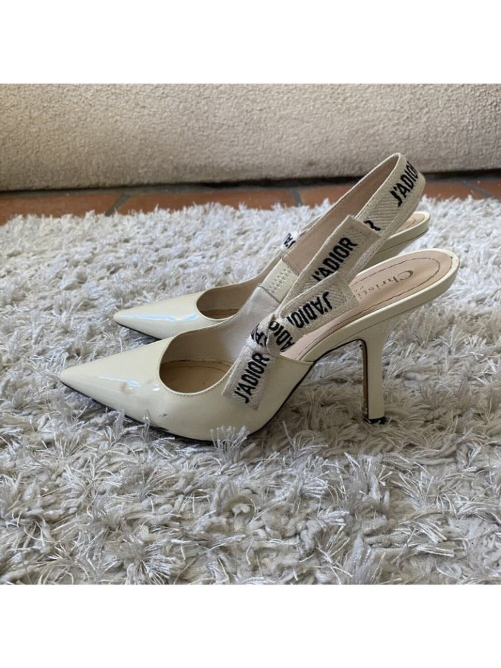Christian Dior Womens White J'adior Patent Leather Slingback Pumps Size 36 6 - Picture 5 of 11